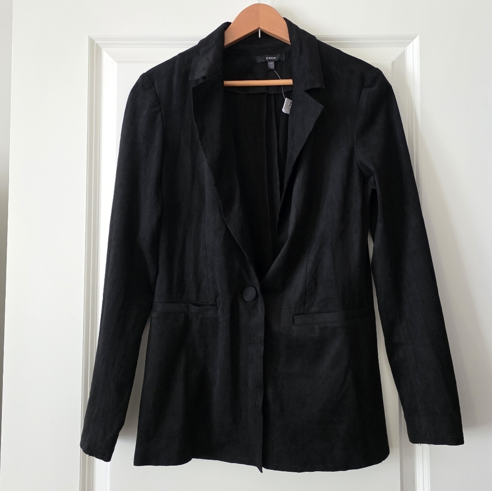 Drew Faux Suede One Button Blazer Womens XS Gothic City Western Chic Nwt